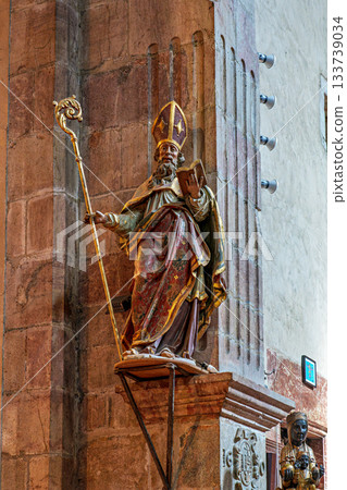 Interior of historic Saint Pierre church in Prades in Languedoc- 133739034