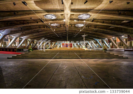 Interior of the Basilica of Saint Pius X in Lourdes, France Interior of the Basilica of Saint Pius X in Lourdes, France 133739044