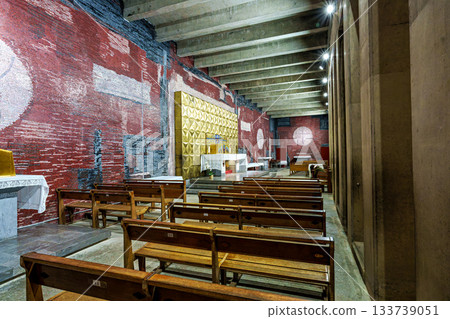 Interior of the Basilica of Saint Pius X in Lourdes, France 133739051