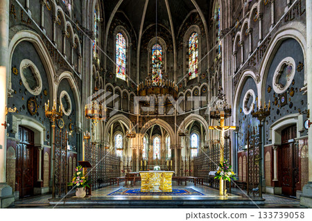 Interior of the Basilica in the Sanctuary of Lourdes, France. Interior of the Basilica in the Sanctuary of Lourdes, France. 133739058