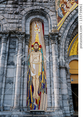 Interior of the Basilica in the Sanctuary of Lourdes, France. Interior of the Basilica in the Sanctuary of Lourdes, France. 133739061