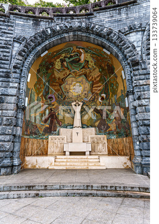 Interior of the Basilica in the Sanctuary of Lourdes, France. Interior of the Basilica in the Sanctuary of Lourdes, France. 133739064