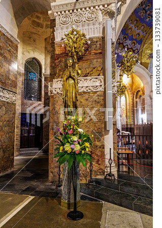Interior of the Basilica in the Sanctuary of Lourdes, France. Interior of the Basilica in the Sanctuary of Lourdes, France. 133739081