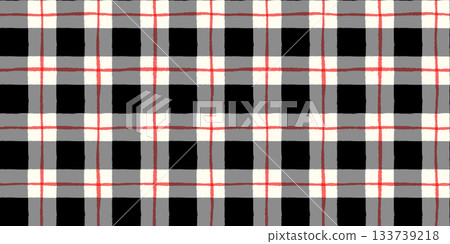 Hand Painted Black and Red Check Seamless Vector Pattern, Plaid Background for Winter Fabric and Paper Design Hand Painted Black and Red Check Seamless Vector Pattern, Plaid Background for Winter Fabric and Paper Design 133739218