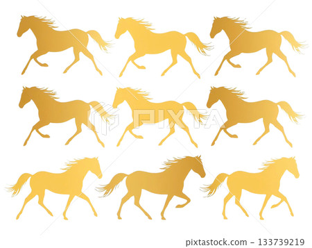Gold Horse Silhouette Gold Horse Silhouette 133739219