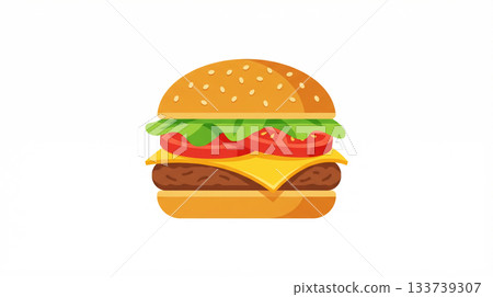 Illustration of a hamburger on a white background Illustration of a hamburger on a white background 133739307