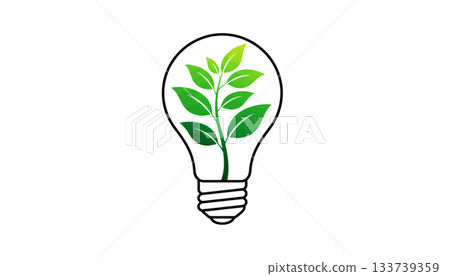 Light bulb logo illustration on white background. Technology and ecology concept Light bulb logo illustration on white background. Technology and ecology concept 133739359