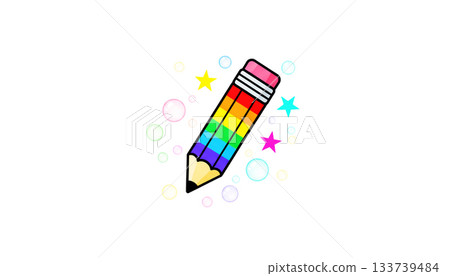 Pencil illustration logo on a white background Pencil illustration logo on a white background 133739484