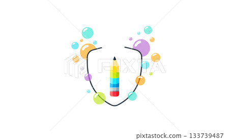 Pencil illustration logo on a white background Pencil illustration logo on a white background 133739487