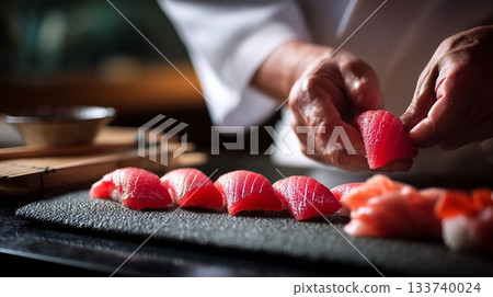 Imazen holding tuna sushi Imazen holding tuna sushi 133740024