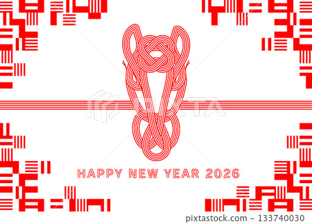 時尚簡約的2026年年新年賀卡 133740030