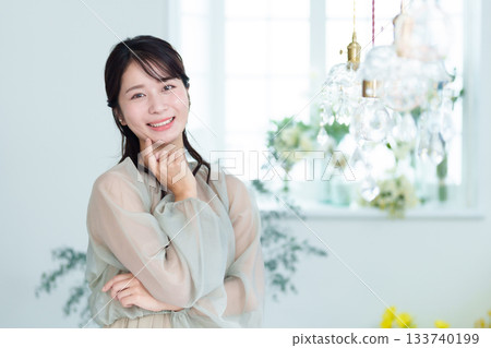 Woman long hair hairstyle portrait 133740199