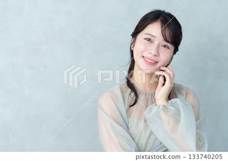 Woman long hair hairstyle portrait 133740205