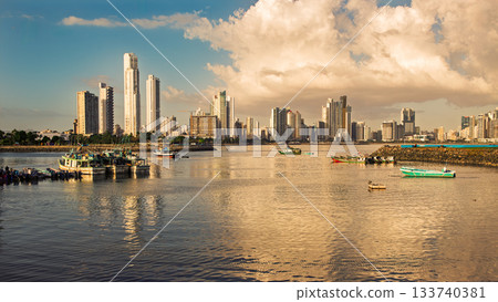 The skyline of skyscrapers in Panama City, Panama. The skyline of skyscrapers in Panama City, Panama. 133740381