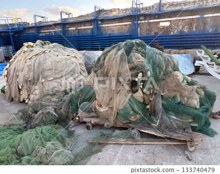 Fishing nets in a fishing port 133740479