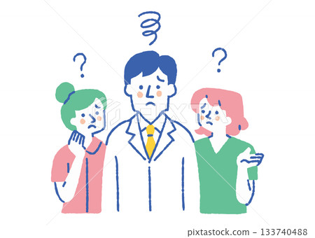 Confused doctors and nurses_Color Confused doctors and nurses_Color 133740488