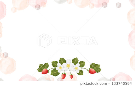 Watercolor pink polka dot strawberry frame (no text) 133740594