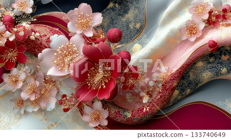 Ornate gold filigree background 133740649