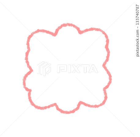 Groovy chalk scallop outline forms a pink frame. Cartoon border in retro crayon style creates an abstract shape, sketch graphic and y2k background with modern flair and playful appeal. Groovy chalk scallop outline forms a pink frame. Cartoon border in retro crayon style creates an abstract shape, sketch graphic and y2k background with modern flair and playful appeal. 133740787