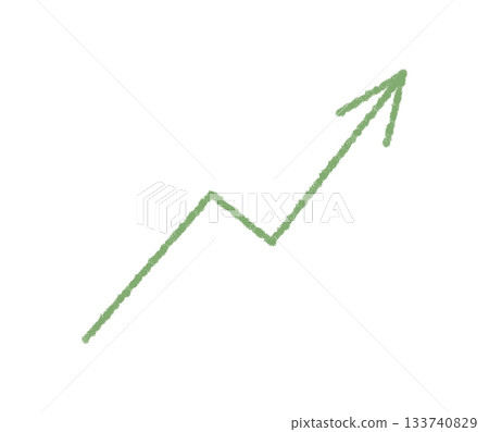 Green crayon chart arrow symbol with hand drawn style. Up arrow as finance icon and diagram element. Graph axis adds to a rough, textured look, suitable for business, education, or creative Green crayon chart arrow symbol with hand drawn style. Up arrow as finance icon and diagram element. Graph axis adds to a rough, textured look, suitable for business, education, or creative 133740829