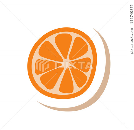 Handmade eco orange ornament with round patch and flat green decoration. Holiday gift box in kraft style, fruit decor for festive and graphic element concept. Handmade eco orange ornament with round patch and flat green decoration. Holiday gift box in kraft style, fruit decor for festive and graphic element concept. 133740875