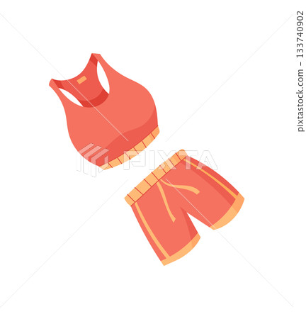 Trendy flat style female sportswear. Modern gym equipment with workout clothes and accessories for fitness and training. Stylish exercise outfit for healthy lifestyle sport concepts. Trendy flat style female sportswear. Modern gym equipment with workout clothes and accessories for fitness and training. Stylish exercise outfit for healthy lifestyle sport concepts. 133740902
