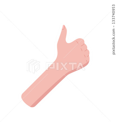 Flat style hand gesture showing the number one sticker. Bare hand with one finger pose in isolated format. Cartoon style depiction of human palm and number signal for learning or counting. Flat style hand gesture showing the number one sticker. Bare hand with one finger pose in isolated format. Cartoon style depiction of human palm and number signal for learning or counting. 133740953