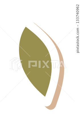Flat green kraft sticker plant patch ornament. Holiday branch as eco gift or box decor. Organic ornament with patch style, ideal for festive decoration and natural accent. 133740962