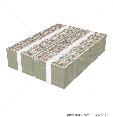 Economic illustration material - Stacks of new banknotes, realistic 10,000 yen bills, 100 million yen bills, stacked flat (1_4) Economic illustration material - Stacks of new banknotes, realistic 10,000 yen bills, 100 million yen bills, stacked flat (1_4) 133741152