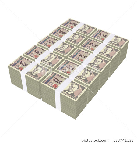 Economic illustration material - Stacks of new banknotes, realistic 10,000 yen bills, 100 million yen bills, stacked flat (1_5) Economic illustration material - Stacks of new banknotes, realistic 10,000 yen bills, 100 million yen bills, stacked flat (1_5) 133741153