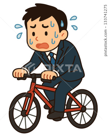 AI-generated image of a man and woman in suits riding bicycles 133741275