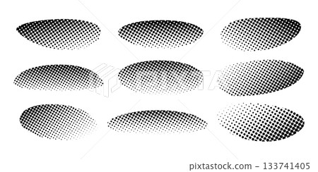 Set of shadow shapes with halftone effect isolated on white background. Abstract elements with gritty, noise or pixel texture. Organic forms with polka dot pattern. Vector graphic illustration Set of shadow shapes with halftone effect isolated on white background. Abstract elements with gritty, noise or pixel texture. Organic forms with polka dot pattern. Vector graphic illustration 133741405