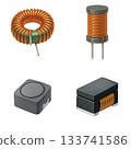 Colored pencil style coils and inductors 133741586