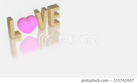 LOVE Text with Pink Heart Symbol on White Background 3d render. LOVE Text with Pink Heart Symbol on White Background 3d render. 133742087