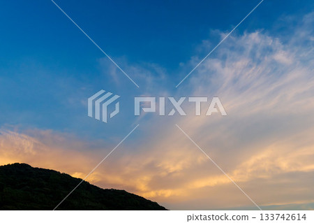 Summer sky: Sky, clouds and mountains at dusk 185 Summer sky: Sky, clouds and mountains at dusk 185 133742614