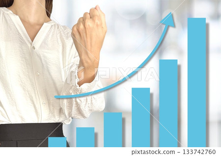 Rising graph and businesswoman 133742760