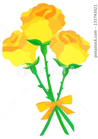 Yellow rose with ribbon illustration vector material Yellow rose with ribbon illustration vector material 133743021