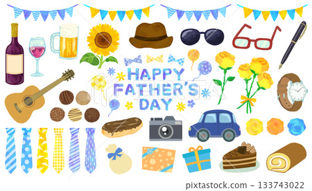 父親節插畫向量素材套裝 133743022