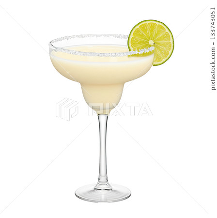 Vibrant refreshing Frozen Margarita cocktail isolated PNG cutout, transparent background 133743051