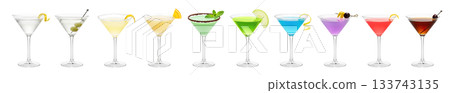 Fun colorful vibrant summer party cocktails transparent PNG set bundle, isolated background.Rainbow color Martini, Golden Dream, Grasshopper, Glacier, Aviation, Cosmopolitan, Manhattan cocktail Fun colorful vibrant summer party cocktails transparent PNG set bundle, isolated background.Rainbow color Martini, Golden Dream, Grasshopper, Glacier, Aviation, Cosmopolitan, Manhattan cocktail 133743135