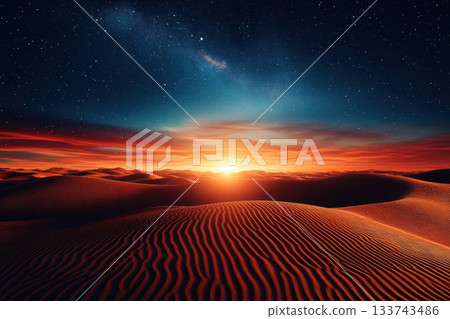Otherworldly Desert Landscape with Sharp Ridges at Dawn Otherworldly Desert Landscape with Sharp Ridges at Dawn 133743486