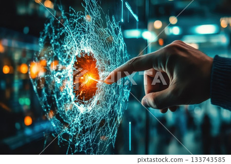 Hand Reaching for Digital Energy in Abstract Technology Representation 133743585