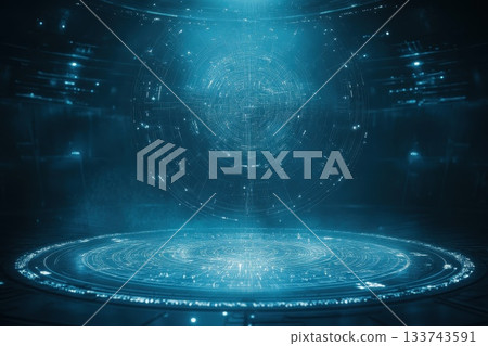 Futuristic Abstract Technology Background with Glowing Elements Futuristic Abstract Technology Background with Glowing Elements 133743591