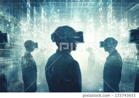 Virtual Reality Experience with Participants in Futuristic Environment 133743655