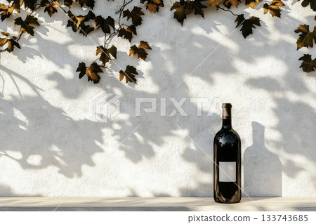 Elegant Display of a Refined Wine Bottle Against Neutral Backdrop 133743685