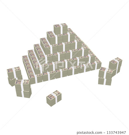 Economic illustration material - pile of new banknotes, realistic 10,000 yen bills, 1 billion yen bills, pile (1_2) Economic illustration material - pile of new banknotes, realistic 10,000 yen bills, 1 billion yen bills, pile (1_2) 133743947