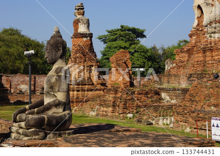Buddha statue at Wat Mahathat, Ayutthaya Historical Park, Ayutthaya, Thailand Buddha statue at Wat Mahathat, Ayutthaya Historical Park, Ayutthaya, Thailand 133744431