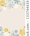 Snowflake and gold decorative vertical frame background template (winter holiday) 133744439