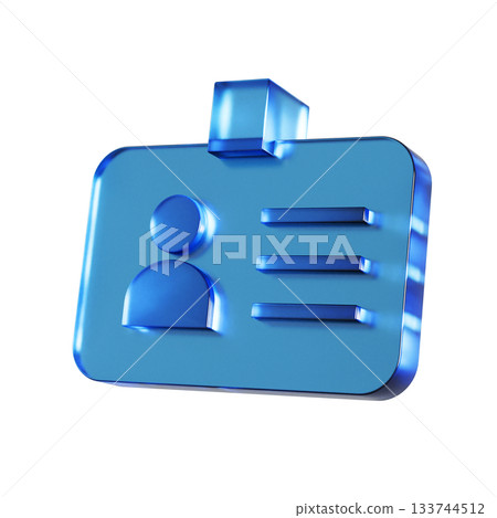 橫向會員卡扁平圖示的3D插圖。透明藍色玻璃狀圖案。 133744512