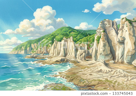 [Sai Village, Shimokita Peninsula, Aomori Prefecture] Hotokegaura is a paradise of strangely shaped rocks of all sizes 133745043